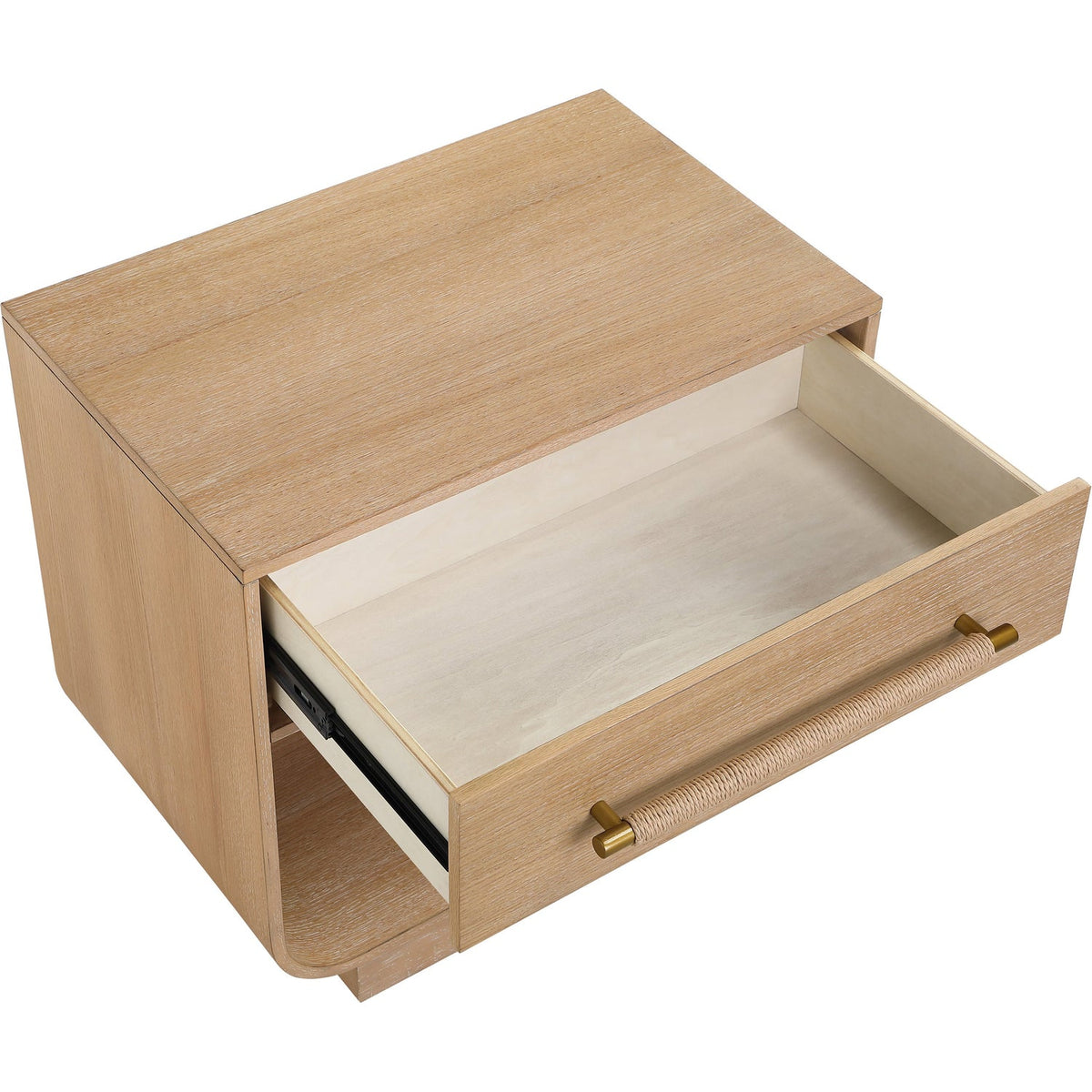 Sorell 28in Natural Rattan Handle And Solid Wood Nightstand Set of 2