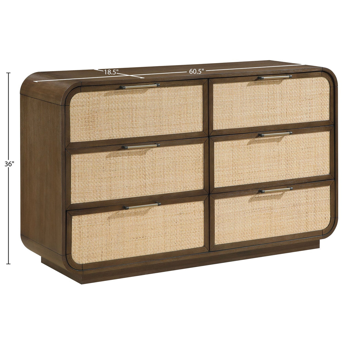 Windsor Brown Natural Cane And Solid Wood Dresser