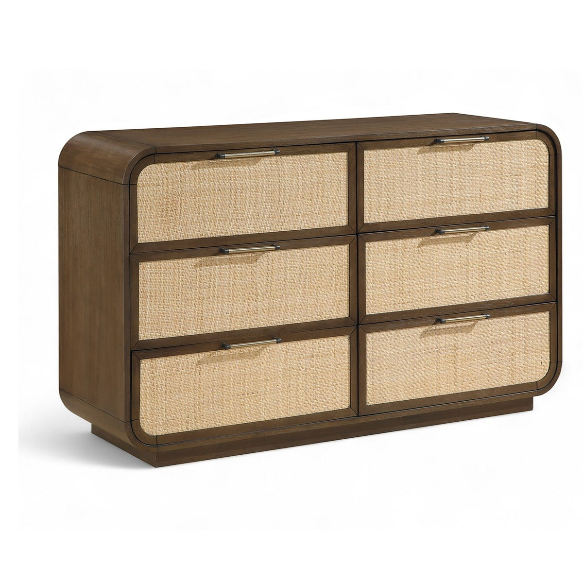 Windsor Brown Natural Cane And Solid Wood Dresser in brown walnut cane and wood, primary product view
