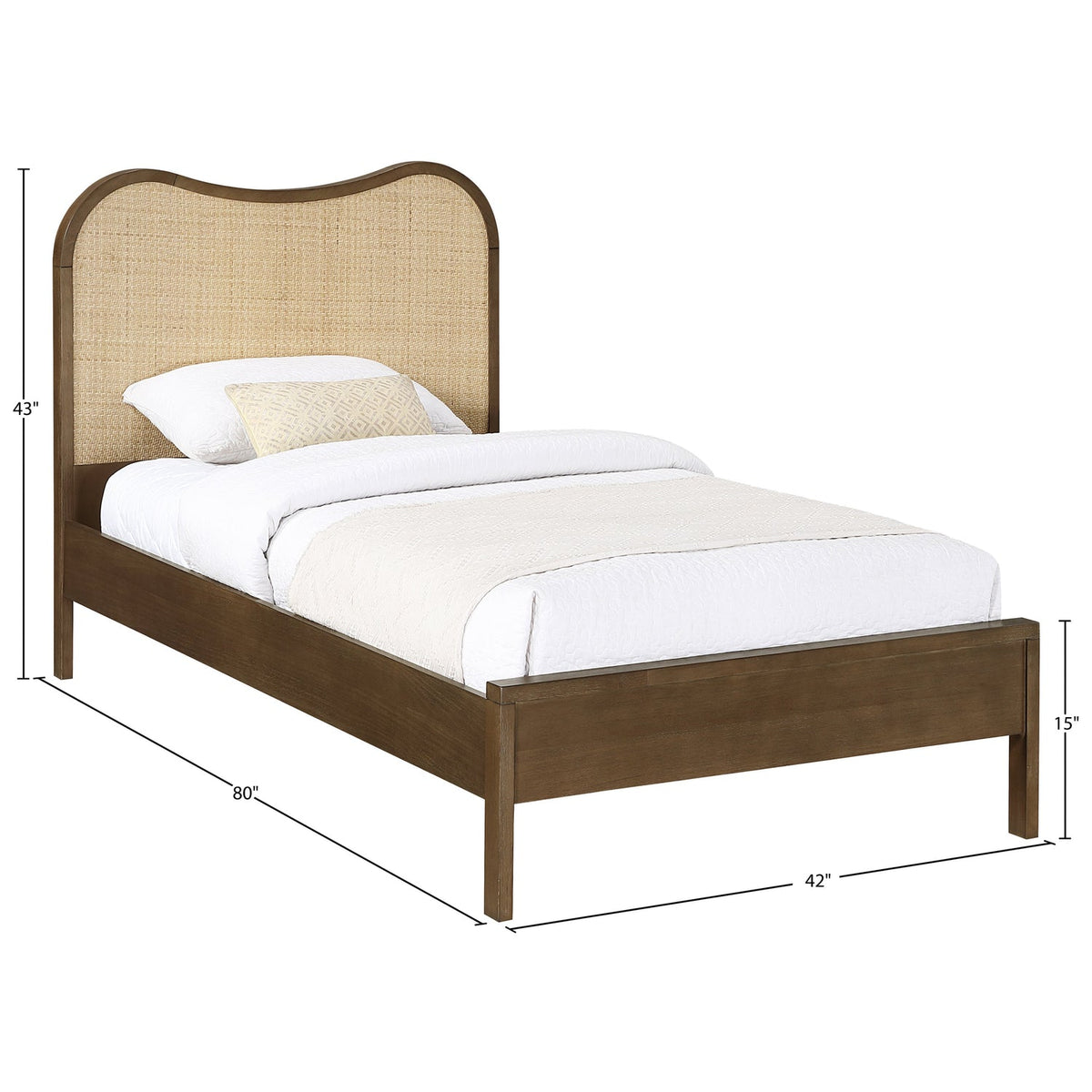Windsor Brown Natural Cane And Solid Wood Bed