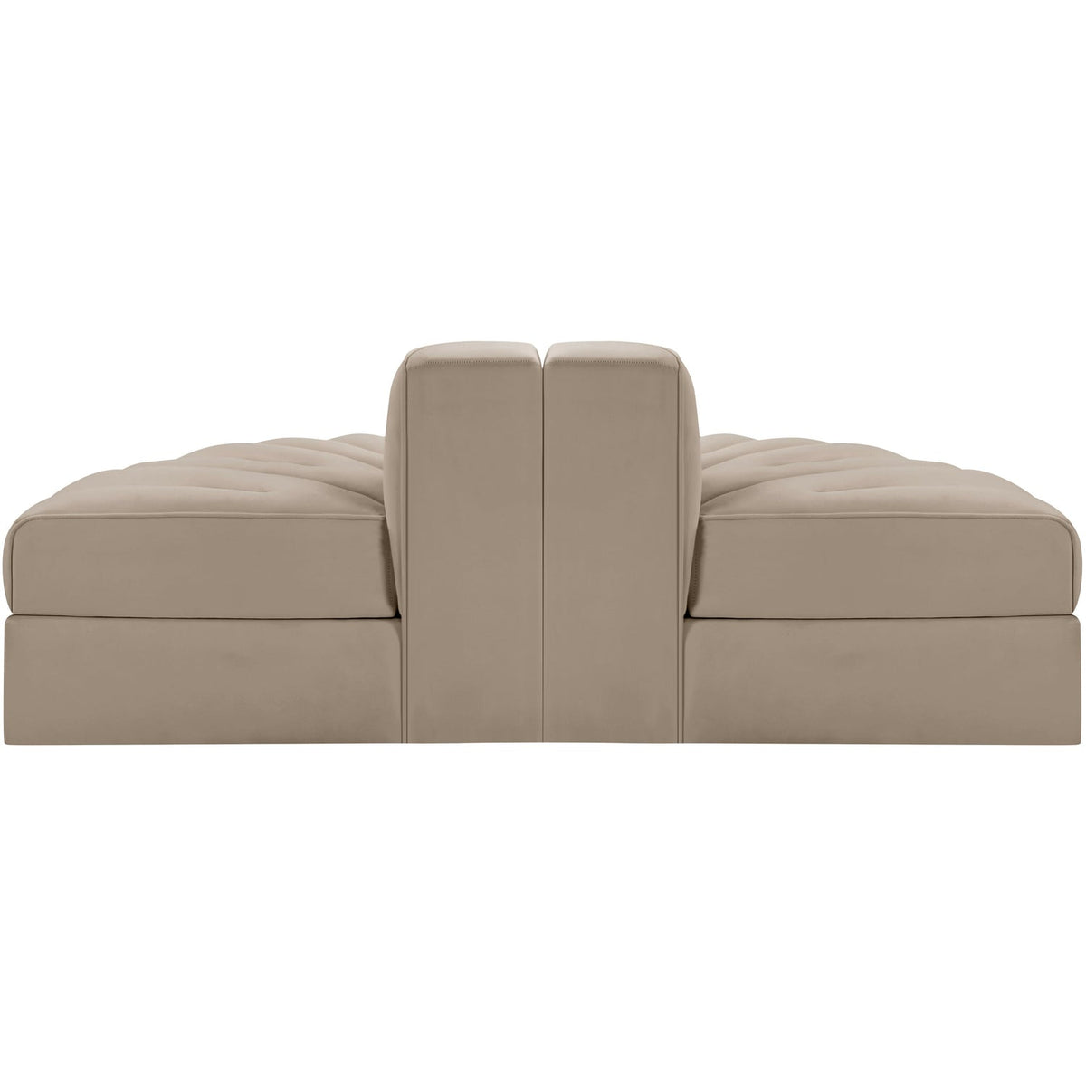 Rummi Beige Velvet Performance Fabric Upholstered 2Piece. Modular Sofa