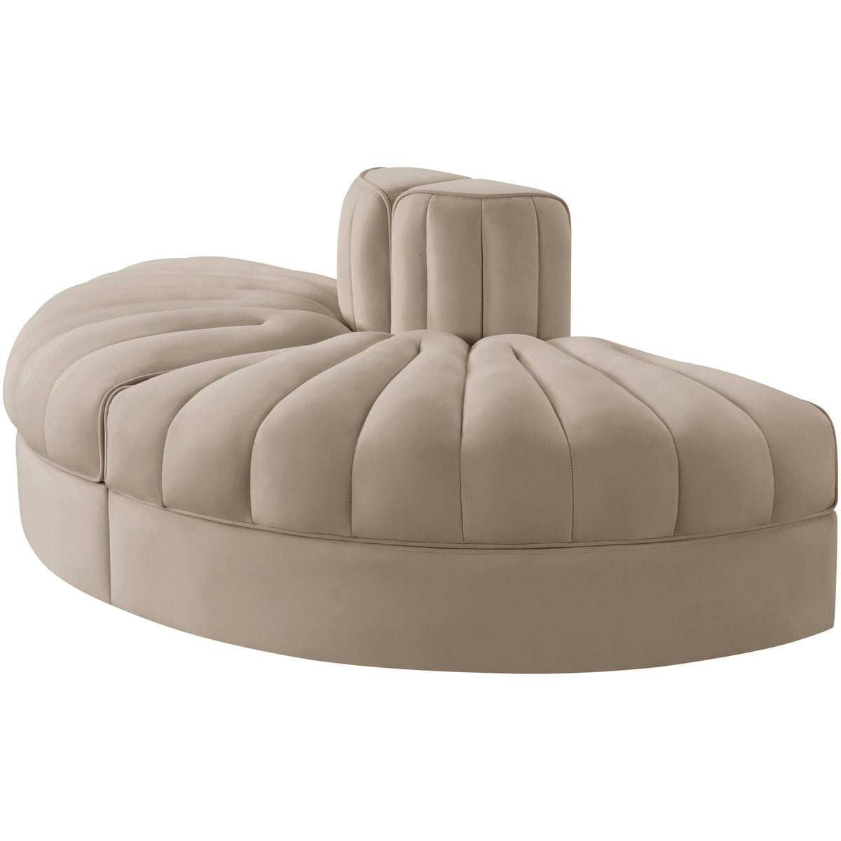 Rummi Beige Velvet Performance Fabric Upholstered 2Piece. Modular Sofa
