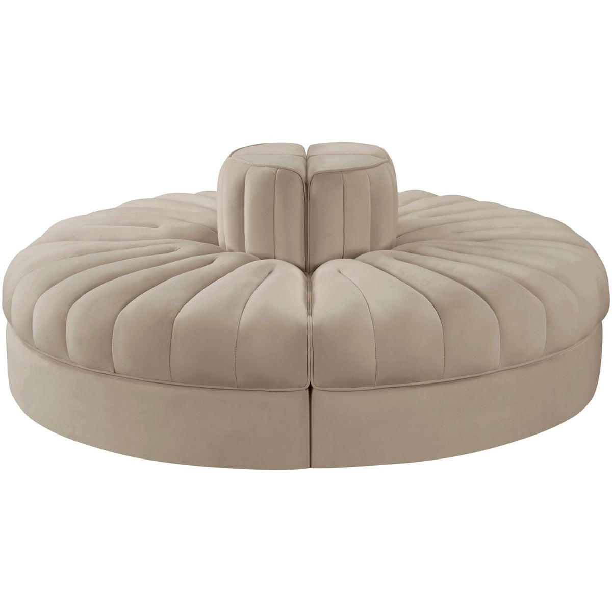 Rummi Beige Velvet Performance Fabric Upholstered 4 Piece Modular Sofa
