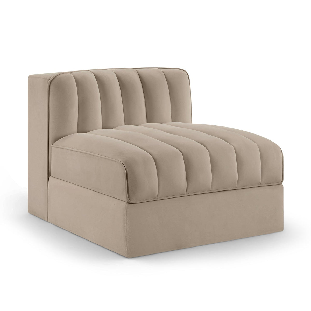 Rummi Beige Velvet Performance Fabric Upholstered Modular Chair in beige velvet, primary product view