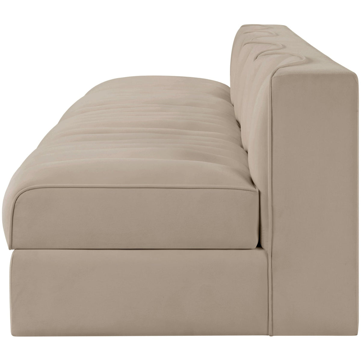 Rummi Beige Velvet Performance Fabric Upholstered 4 Piece Modular Sofa