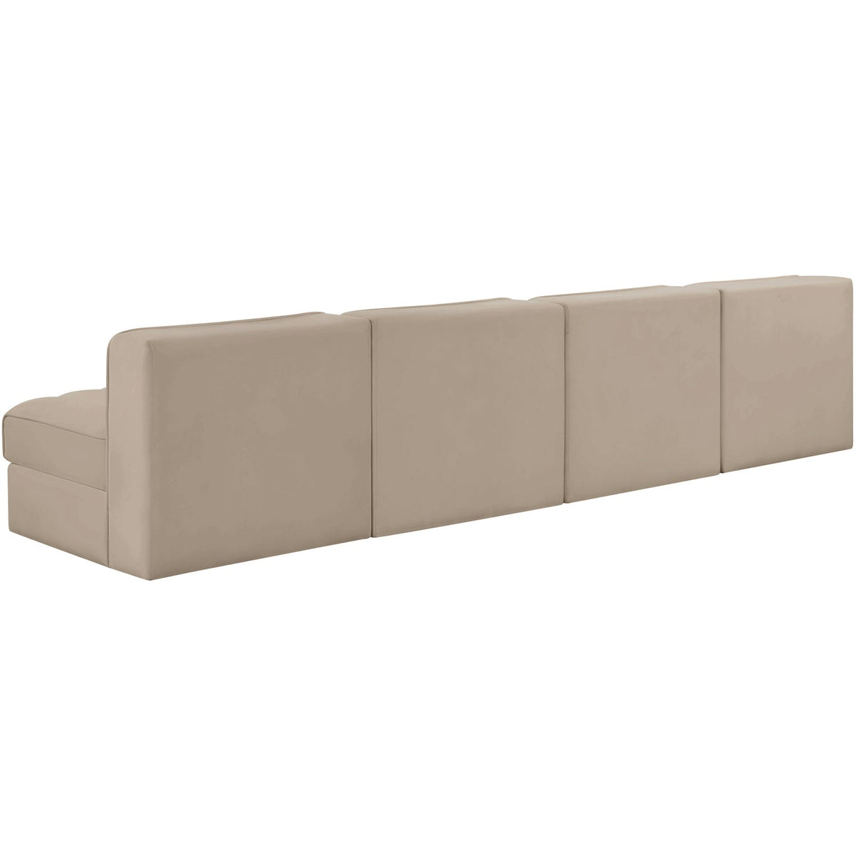 Rummi Beige Velvet Performance Fabric Upholstered 4 Piece Modular Sofa
