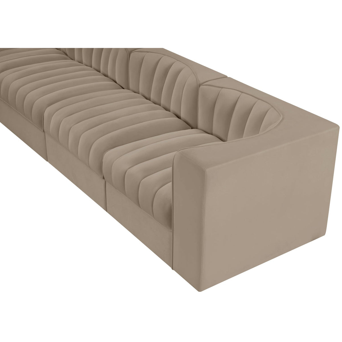 Rummi Beige Velvet Performance Fabric Upholstered 4 Piece Modular Sofa