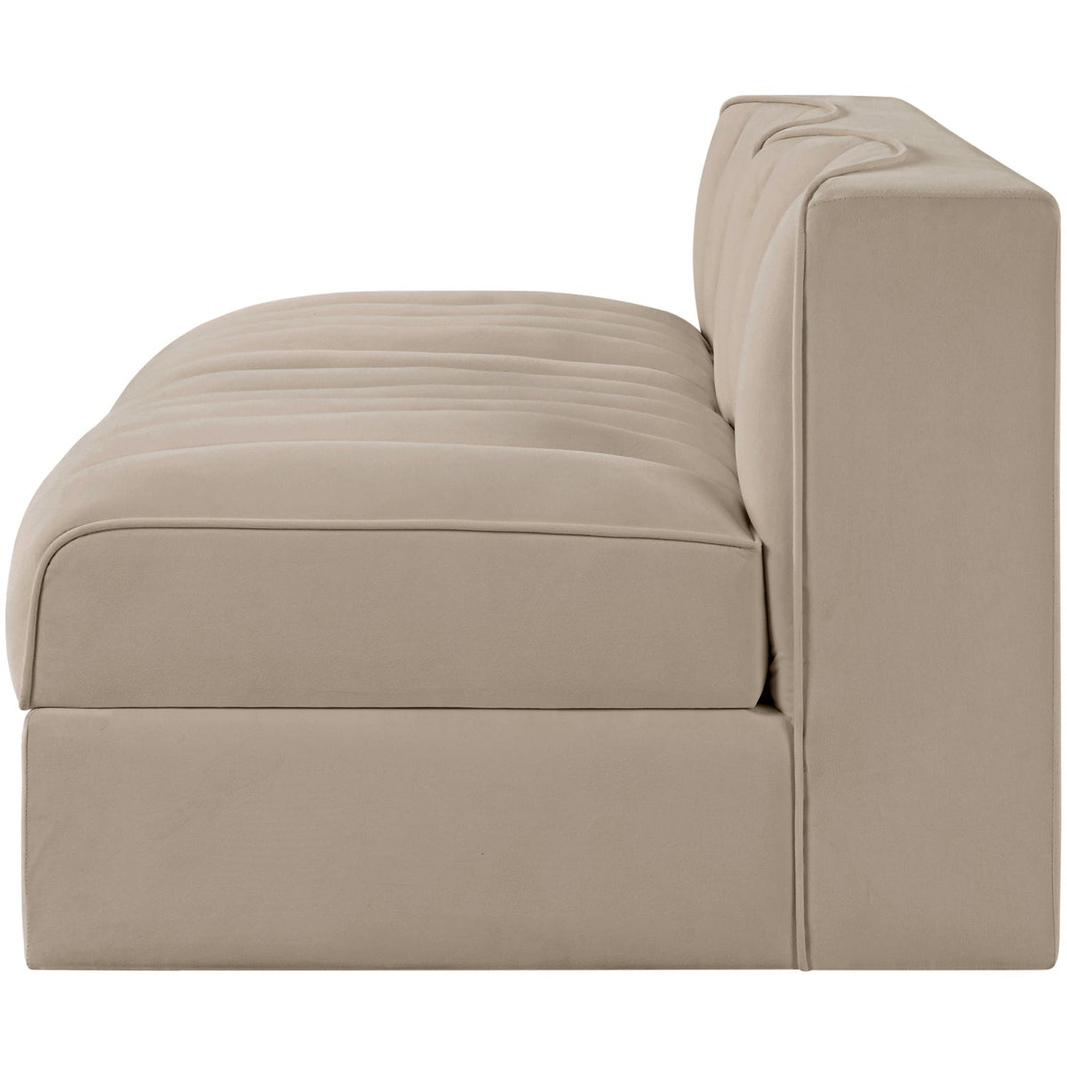 Rummi Beige Velvet Performance Fabric Upholstered 2 Piece Modular Loveseat