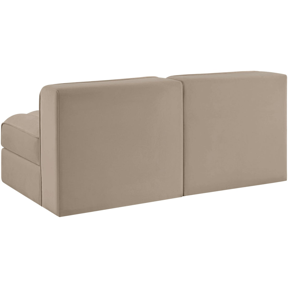 Rummi Beige Velvet Performance Fabric Upholstered 2 Piece Modular Loveseat