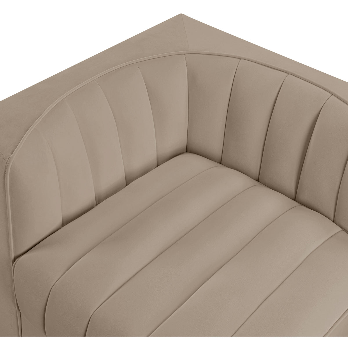 Rummi Beige Velvet Performance Fabric Upholstered 2Piece. Modular Loveseat