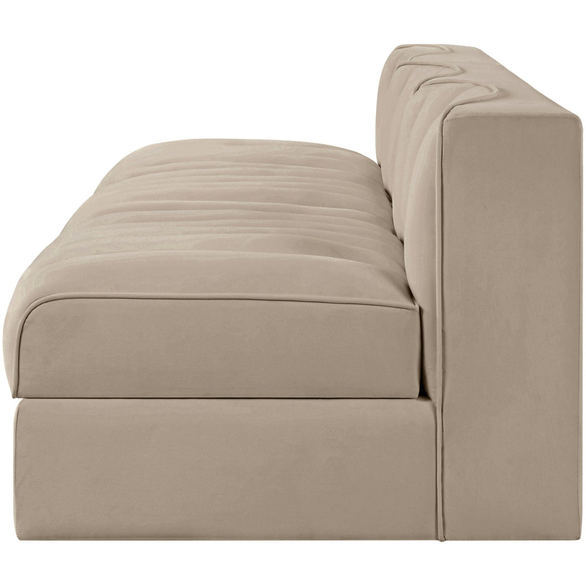 Rummi Beige Velvet Performance Fabric Upholstered 3 Piece Modular Sofa