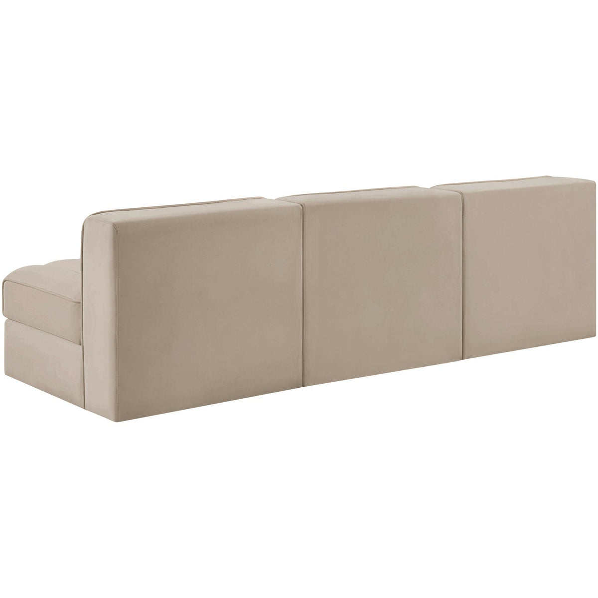 Rummi Beige Velvet Performance Fabric Upholstered 3 Piece Modular Sofa
