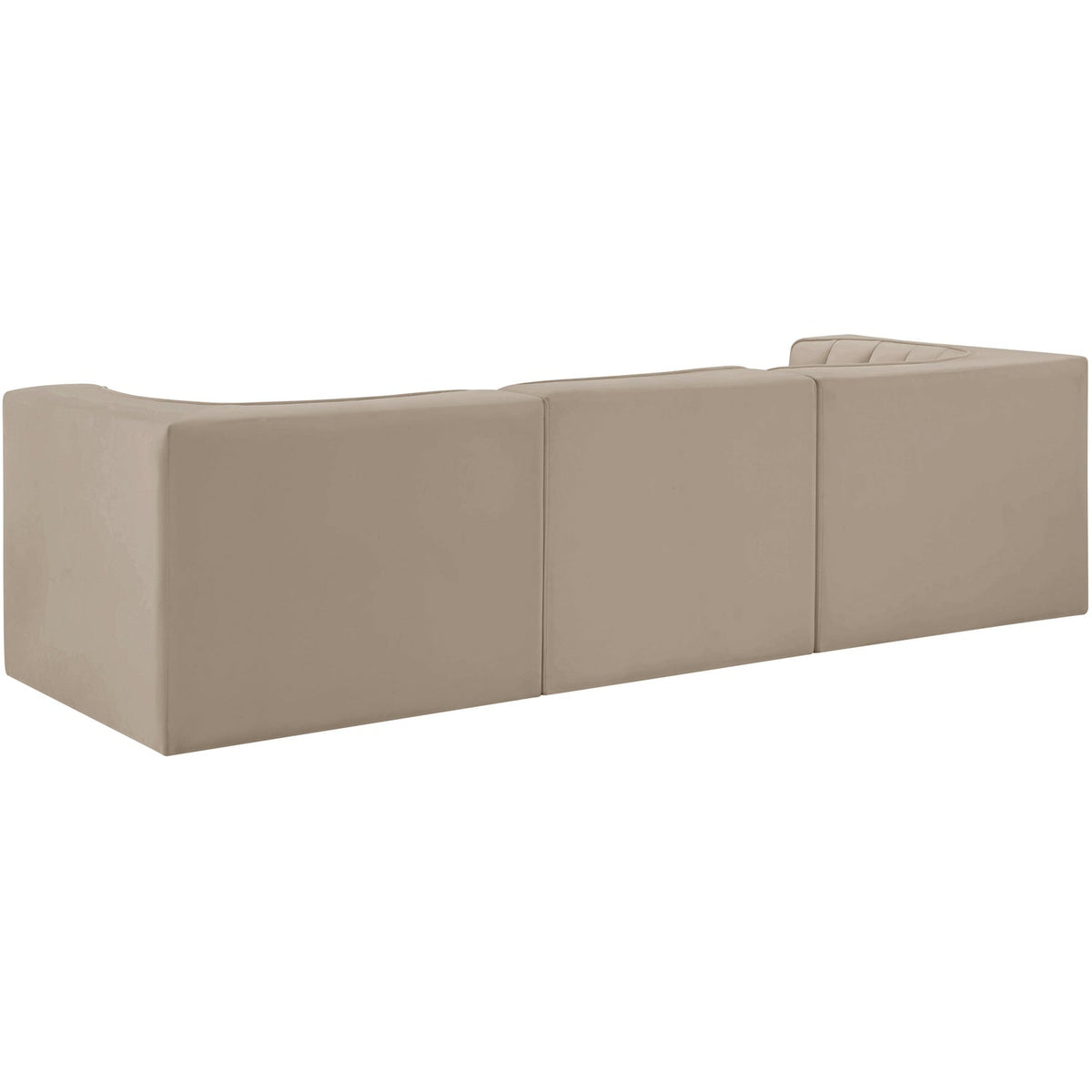 Rummi Beige Velvet Performance Fabric Upholstered 3 Piece Modular Sofa