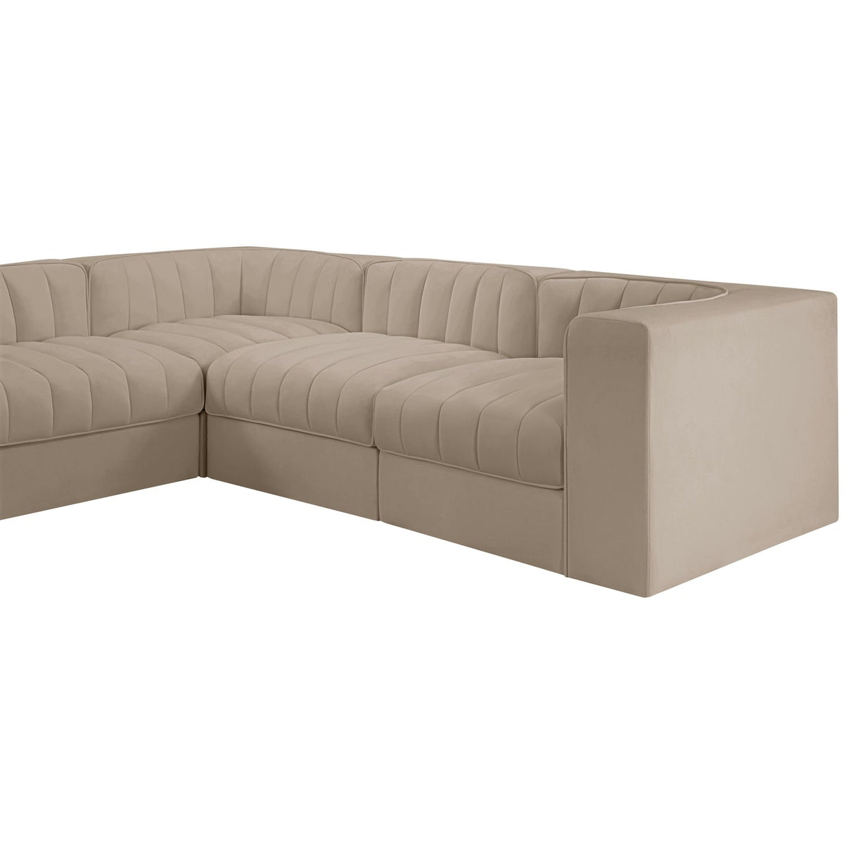 Rummi Beige Velvet Performance Fabric Upholstered 10 Piece Modular Sectional Sofa