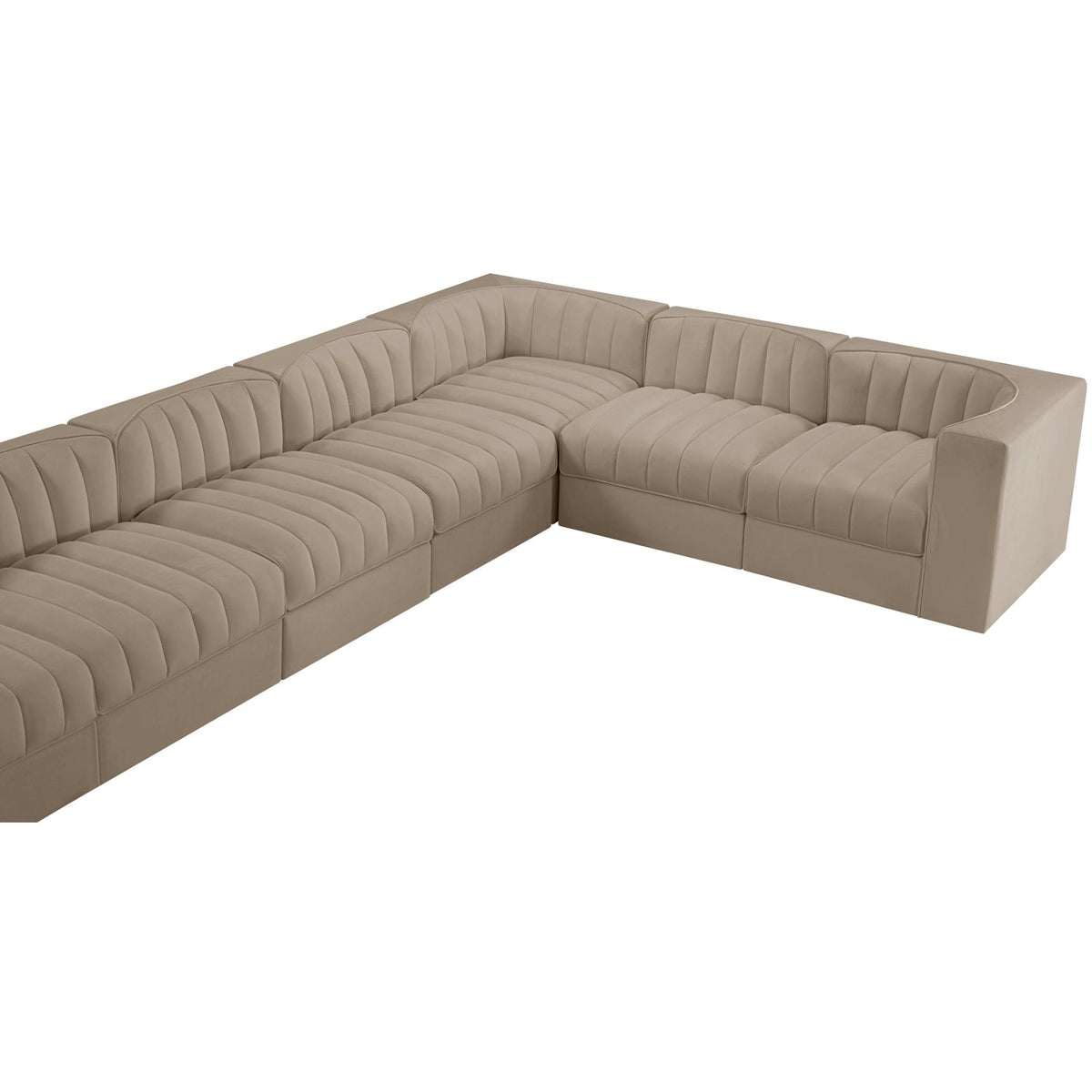 Rummi Beige Velvet Performance Fabric Upholstered 10 Piece Modular Sectional Sofa