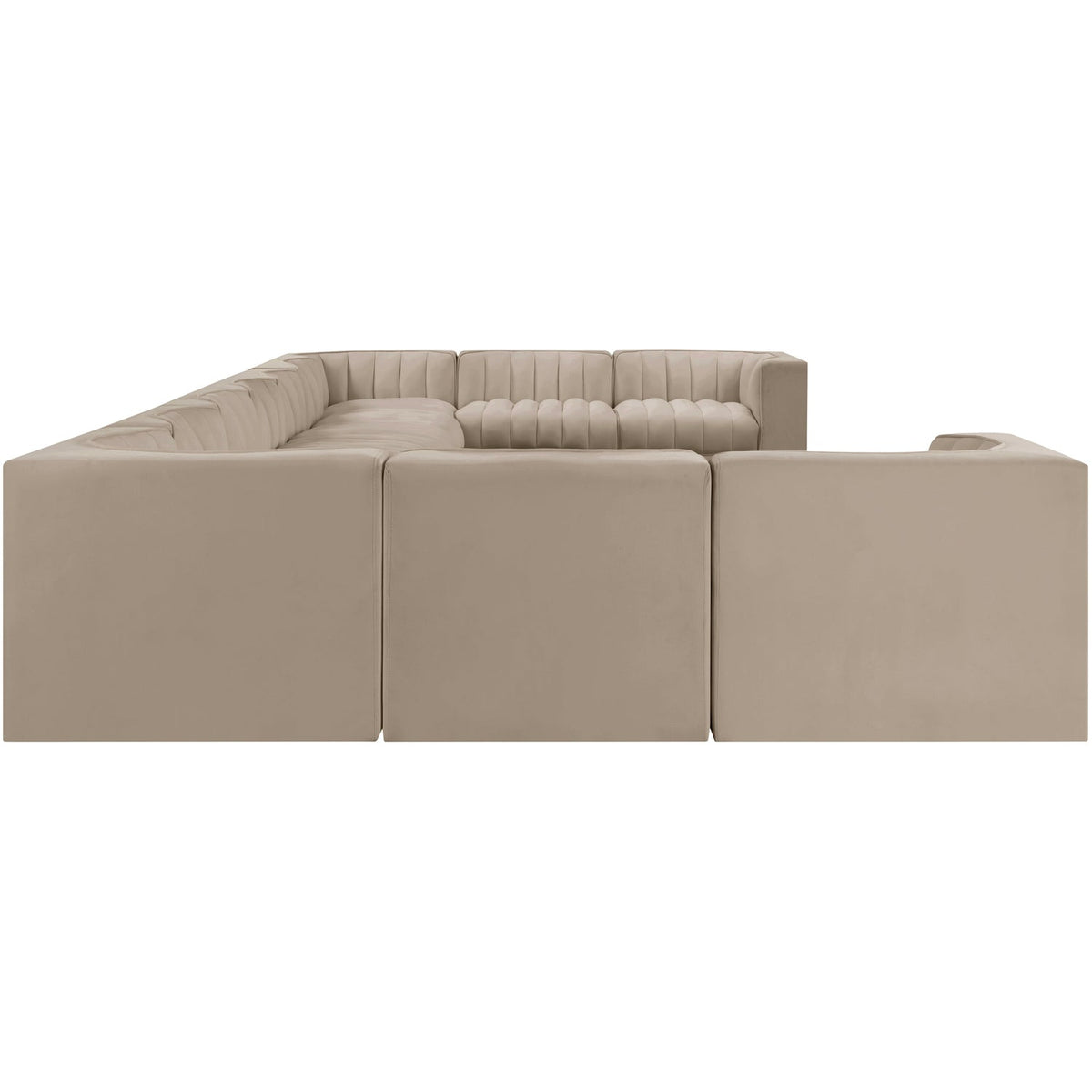 Rummi Beige Velvet Performance Fabric Upholstered 11 Piece Modular Sectional Sofa