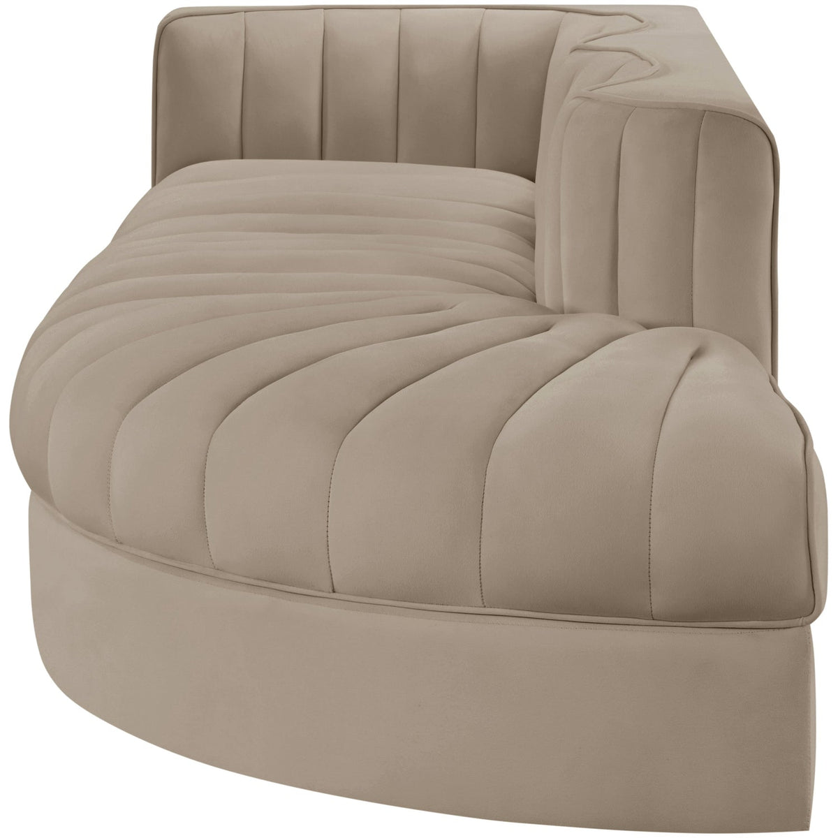 Rummi Beige Velvet Performance Fabric Upholstered 3 Piece Modular Sectional Sofa