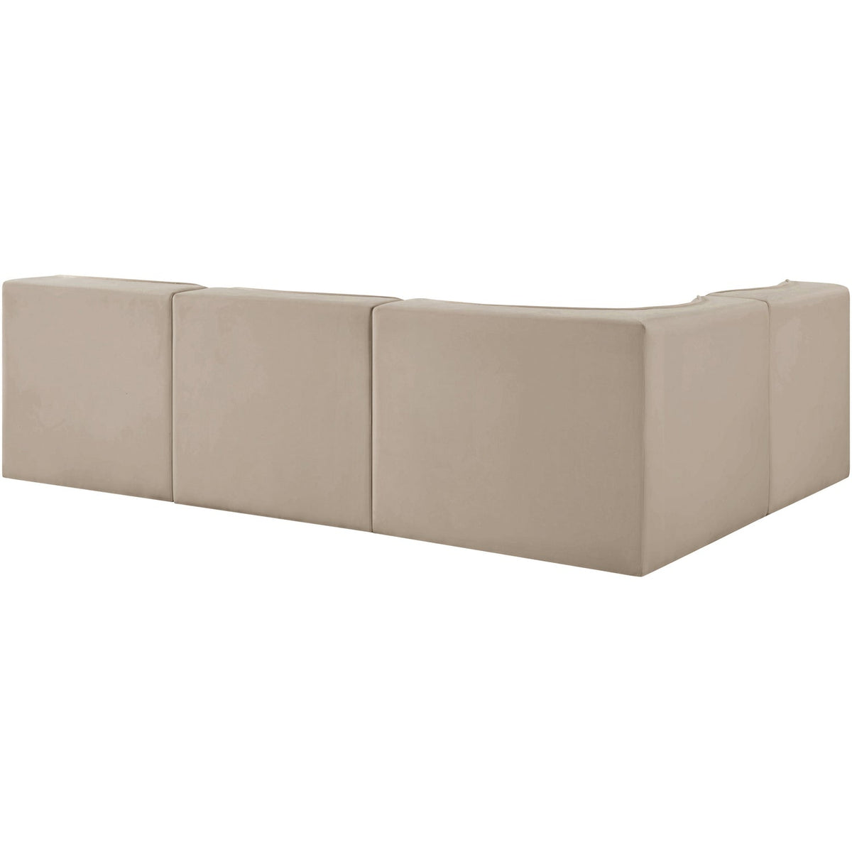 Rummi Beige Velvet Performance Fabric Upholstered 4 Piece Modular Sectional Sofa