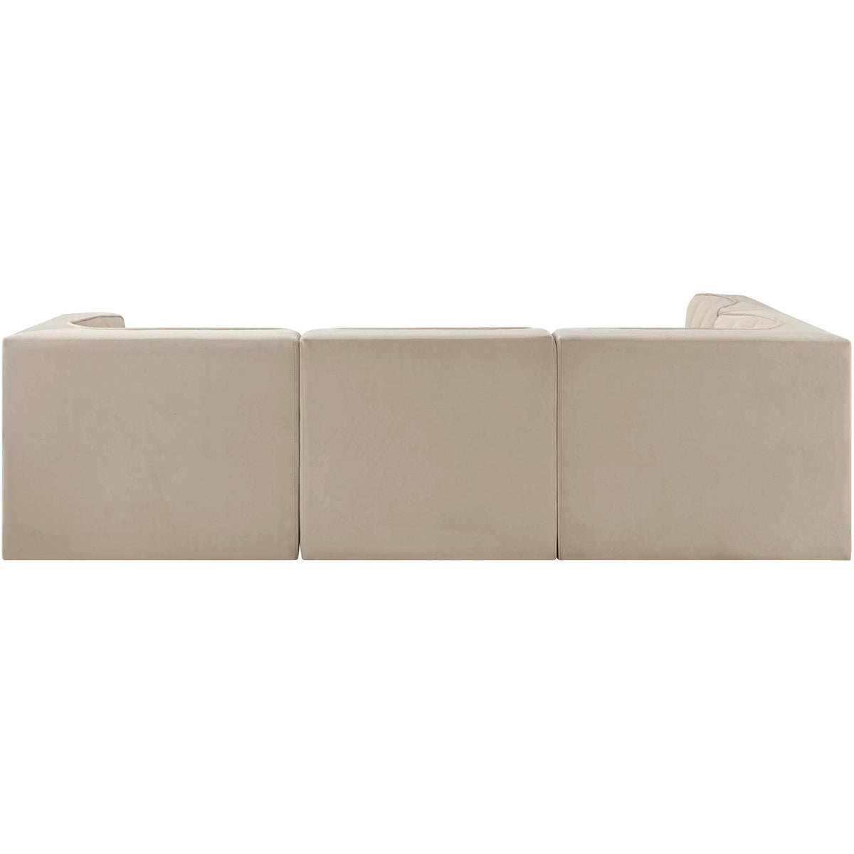 Rummi Beige Velvet Performance Fabric Upholstered 4 Piece Modular Sectional Sofa