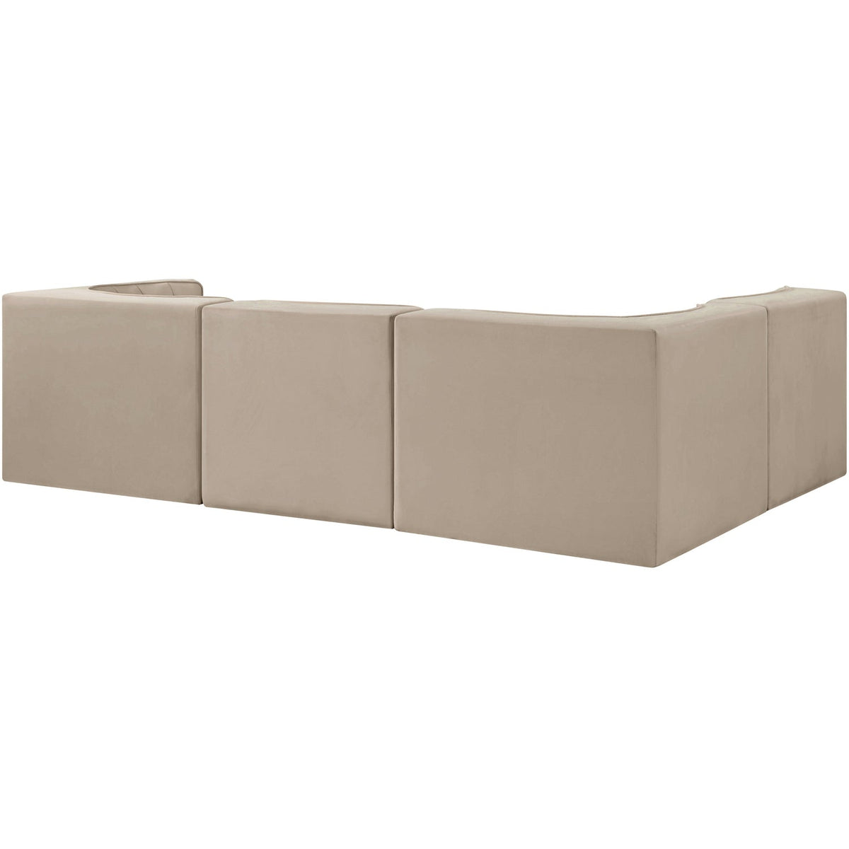 Rummi Beige Velvet Performance Fabric Upholstered 4 Piece Modular Sectional Sofa