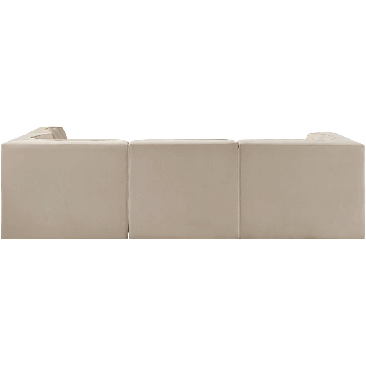 Rummi Beige Velvet Performance Fabric Upholstered 4 Piece Modular Sectional Sofa