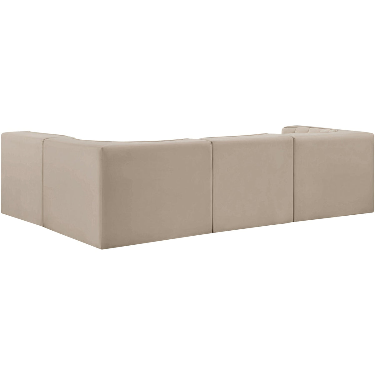 Rummi Beige Velvet Performance Fabric Upholstered 4 Piece Modular Sectional Sofa