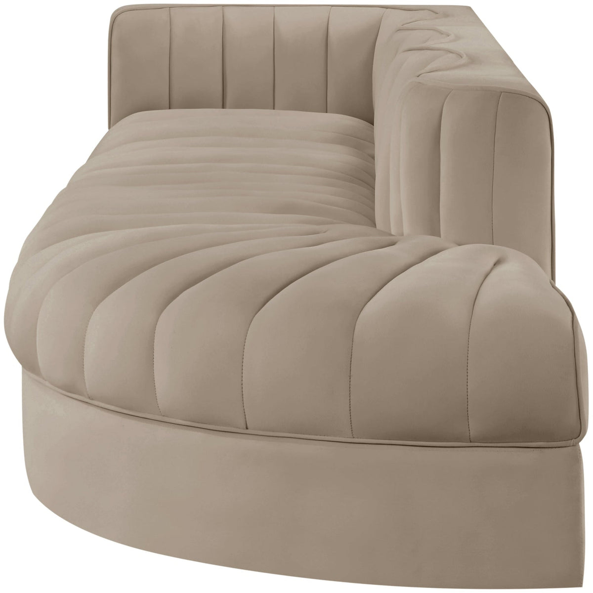 Rummi Beige Velvet Performance Fabric Upholstered 4 Piece Modular Sectional Sofa