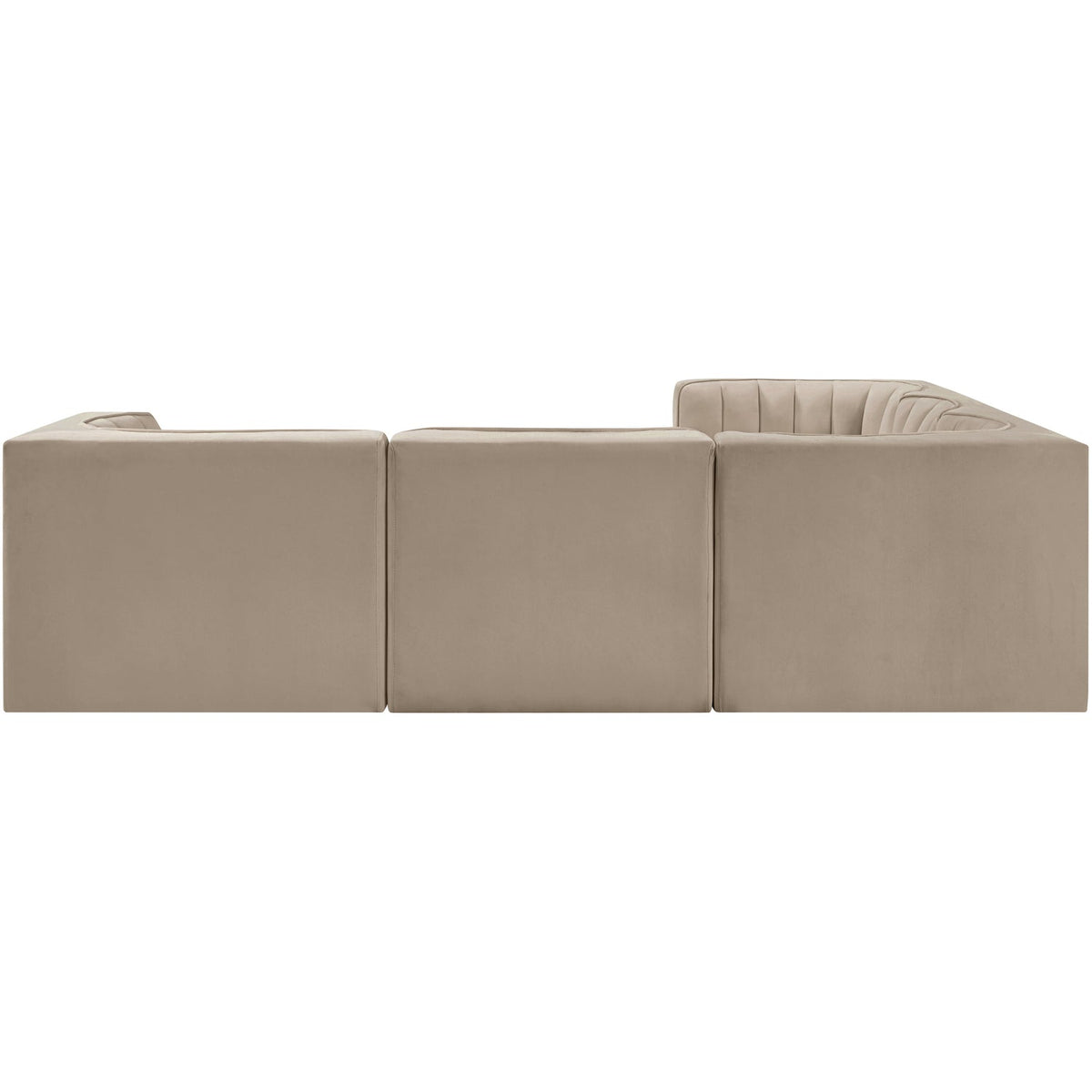 Rummi Beige Velvet Performance Fabric Upholstered 5 Piece Modular Sectional Sofa