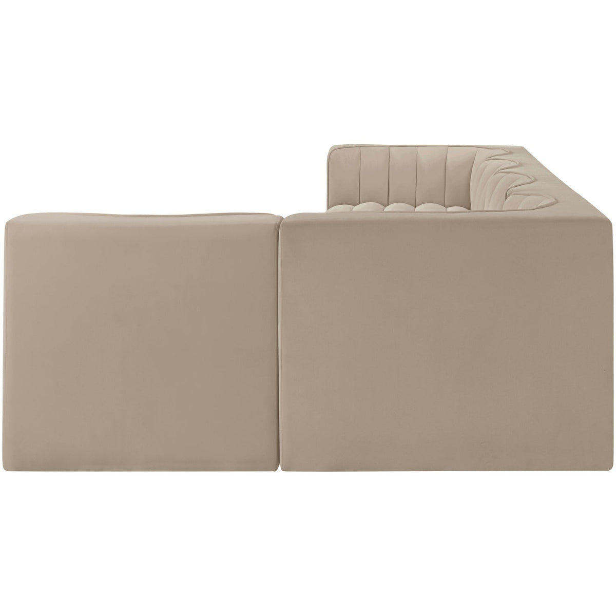 Rummi Beige Velvet Performance Fabric Upholstered 5 Piece Modular Sectional Sofa