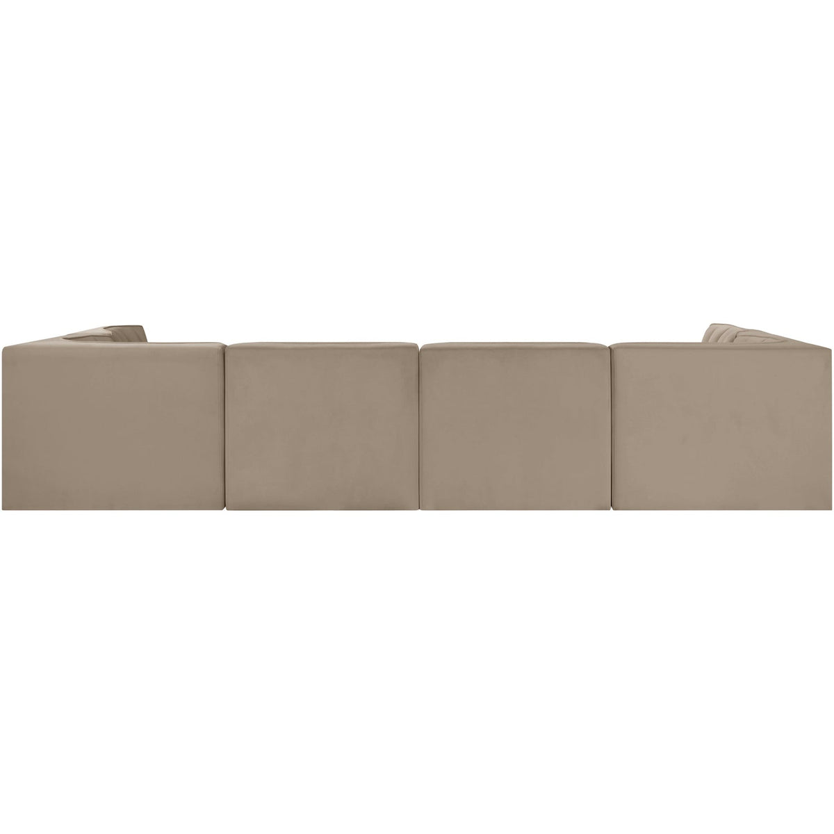 Rummi Beige Velvet Performance Fabric Upholstered 6 Piece Modular Sectional Sofa