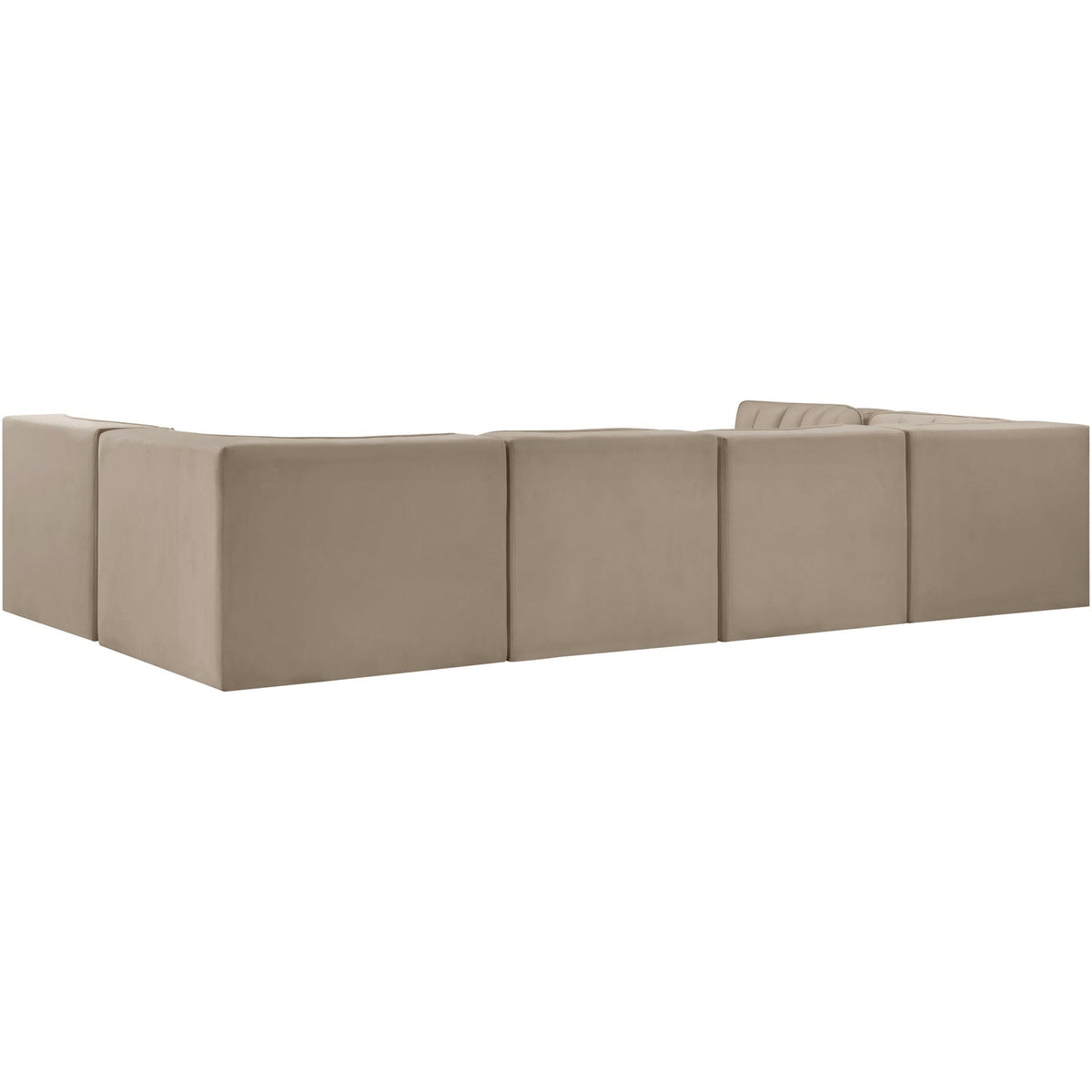 Rummi Beige Velvet Performance Fabric Upholstered 6 Piece Modular Sectional Sofa
