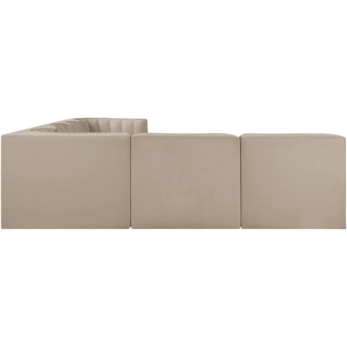 Rummi Beige Velvet Performance Fabric Upholstered 6 Piece Modular Sectional Sofa