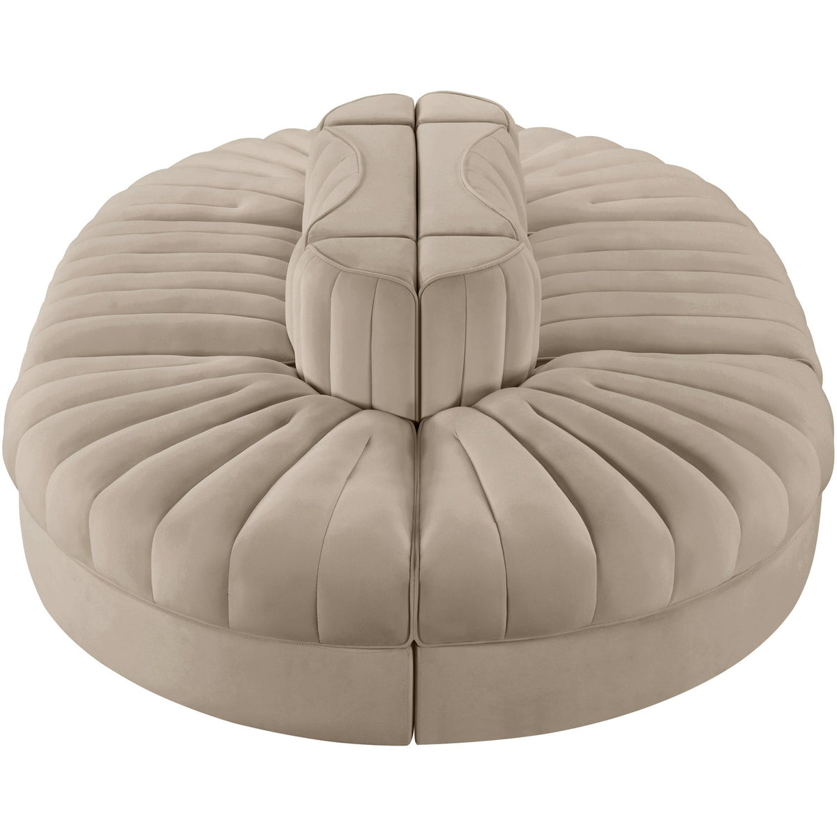Rummi Beige Velvet Performance Fabric Upholstered 6 Piece Modular Sectional Sofa