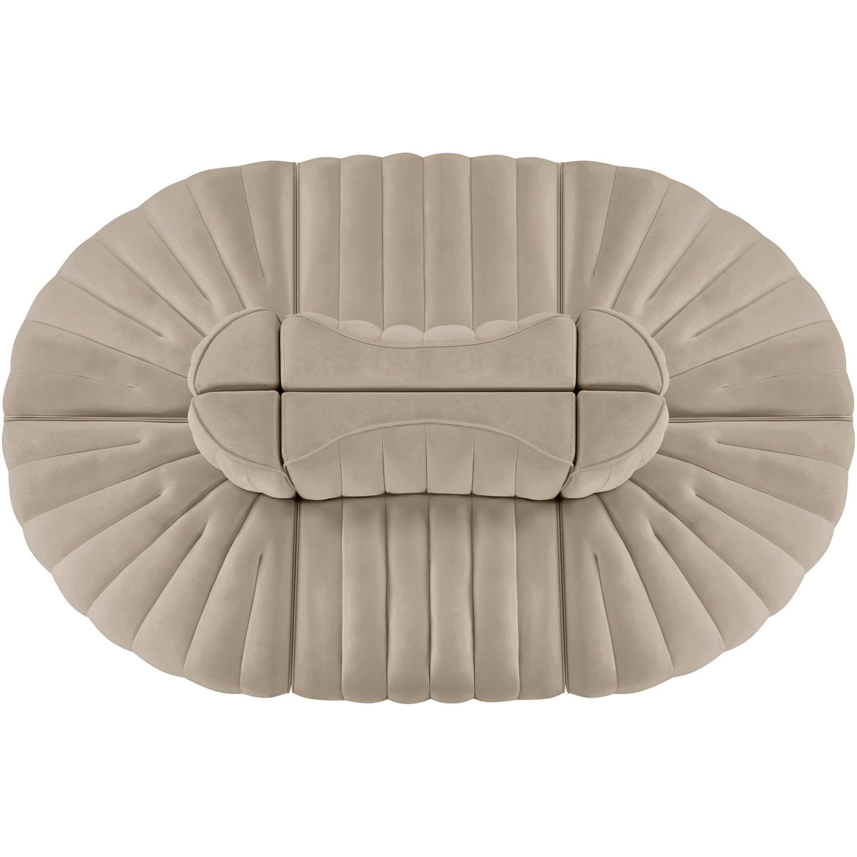 Rummi Beige Velvet Performance Fabric Upholstered 6 Piece Modular Sectional Sofa