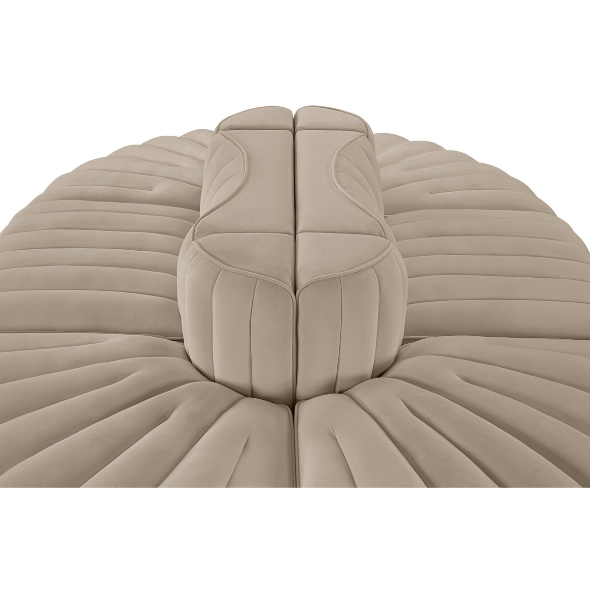 Rummi Beige Velvet Performance Fabric Upholstered 6 Piece Modular Sectional Sofa