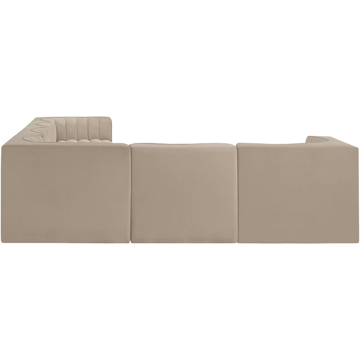 Rummi Beige Velvet Performance Fabric Upholstered 6 Piece Modular Sectional Sofa