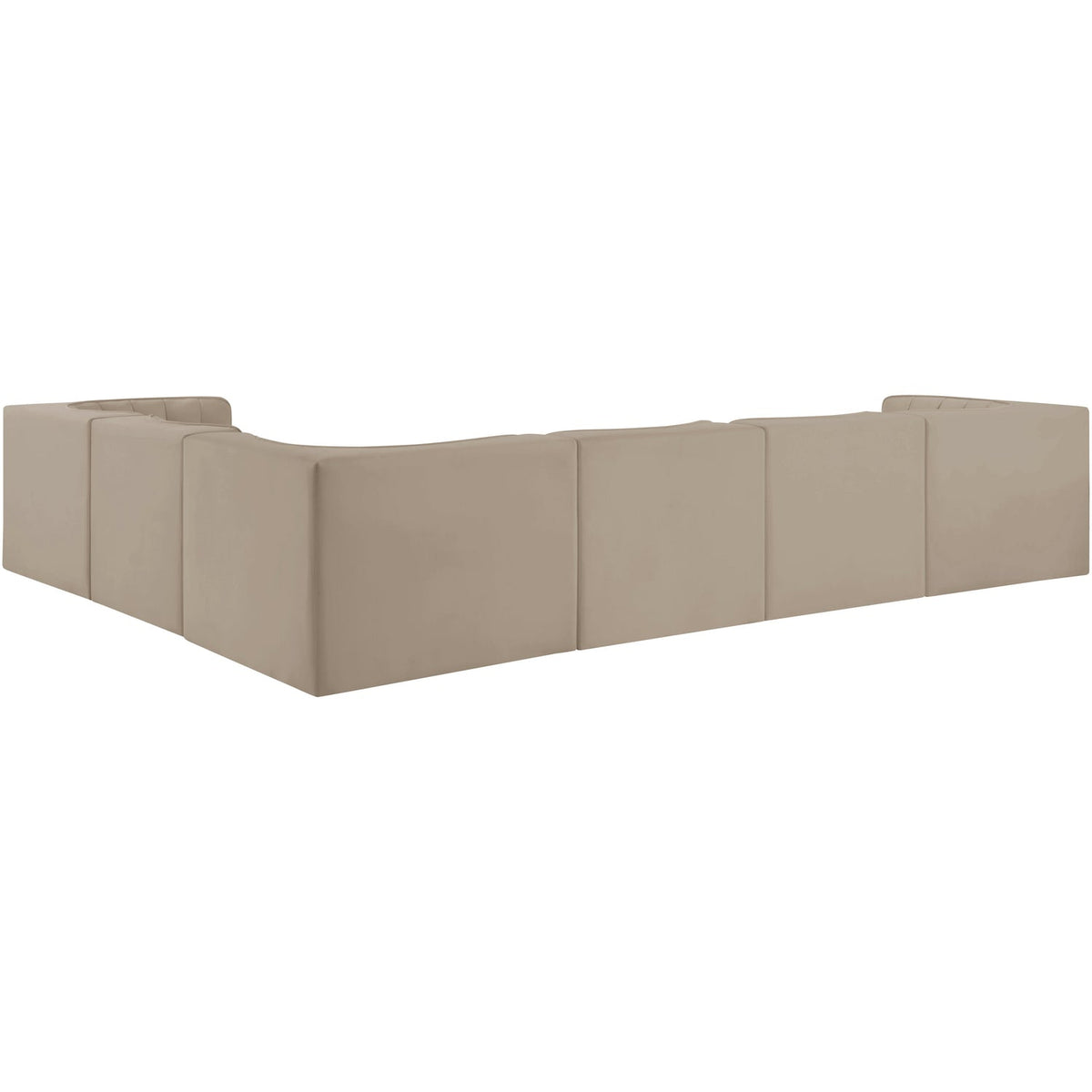 Rummi Beige Velvet Performance Fabric Upholstered 6 Piece Modular Sectional Sofa