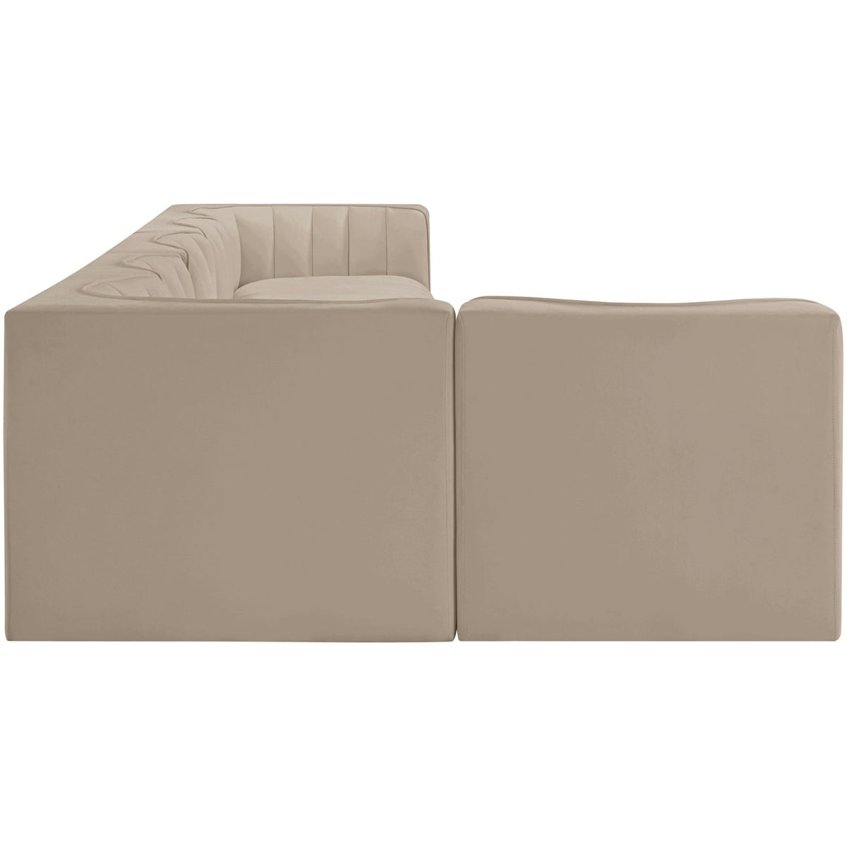 Rummi Beige Velvet Performance Fabric Upholstered 6 Piece Modular Sectional Sofa