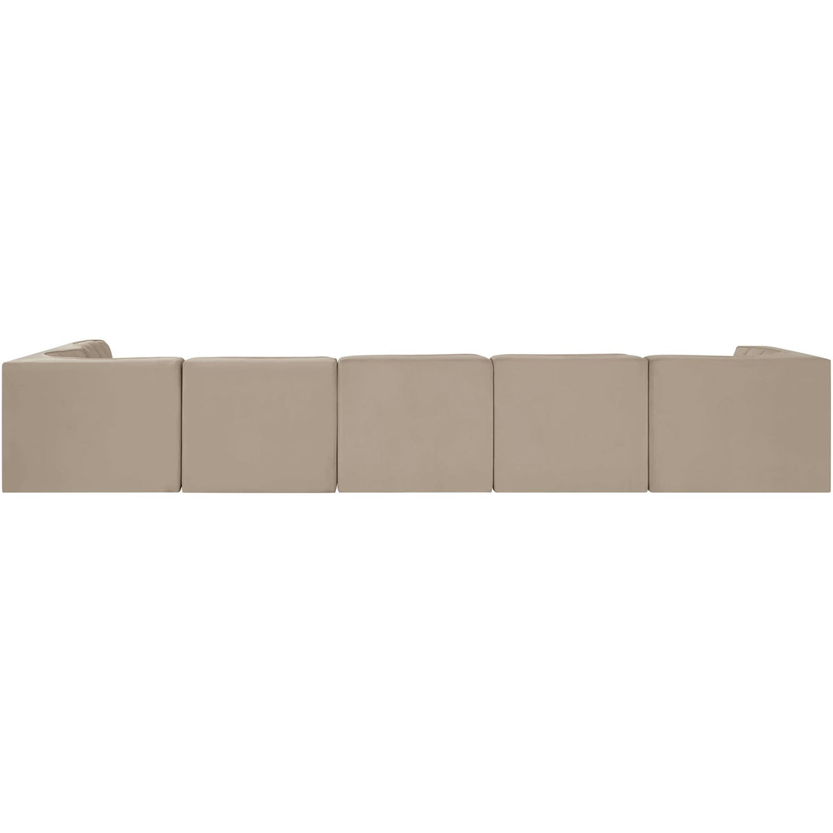 Rummi Beige Velvet Performance Fabric Upholstered 6 Piece Modular Sectional Sofa