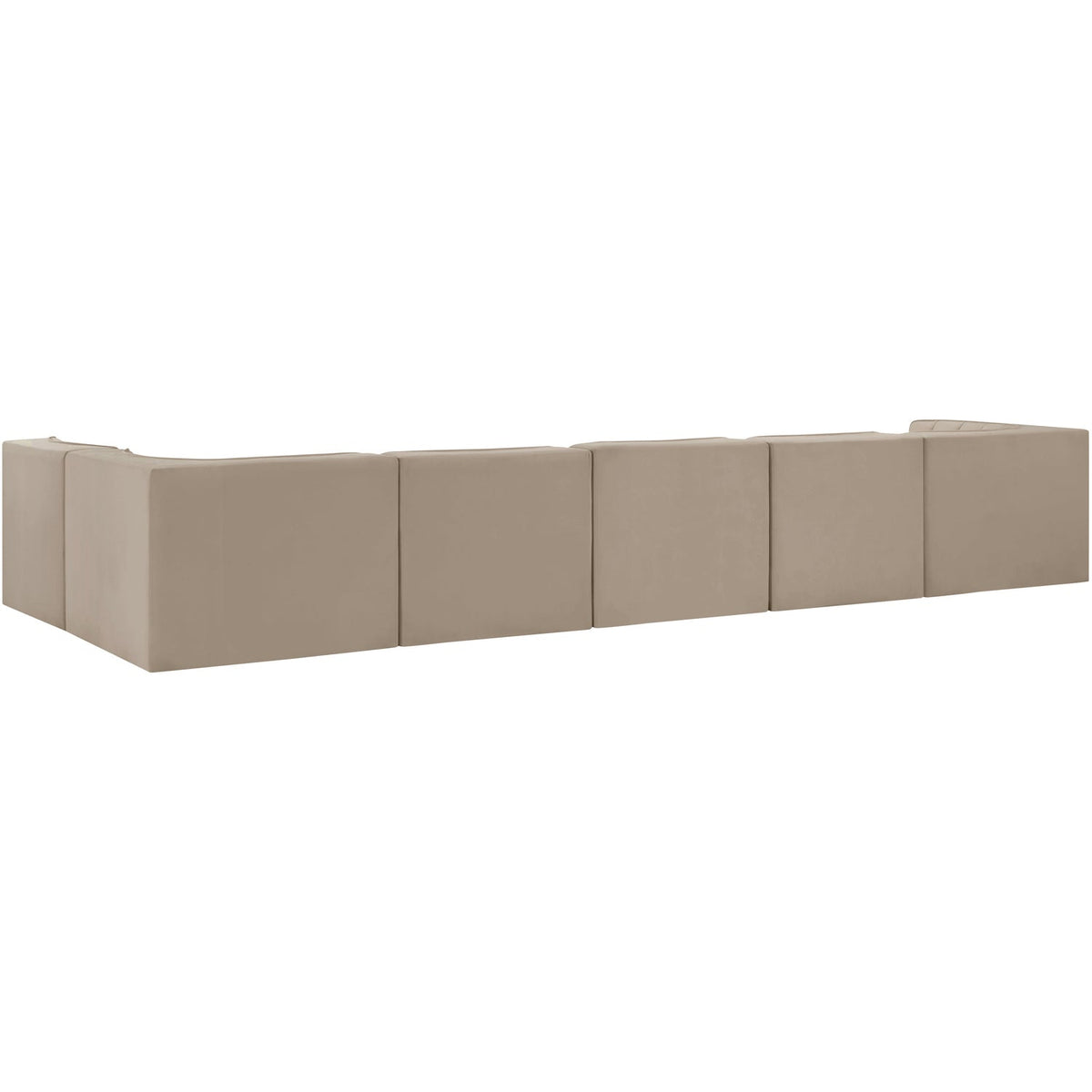 Rummi Beige Velvet Performance Fabric Upholstered 6 Piece Modular Sectional Sofa