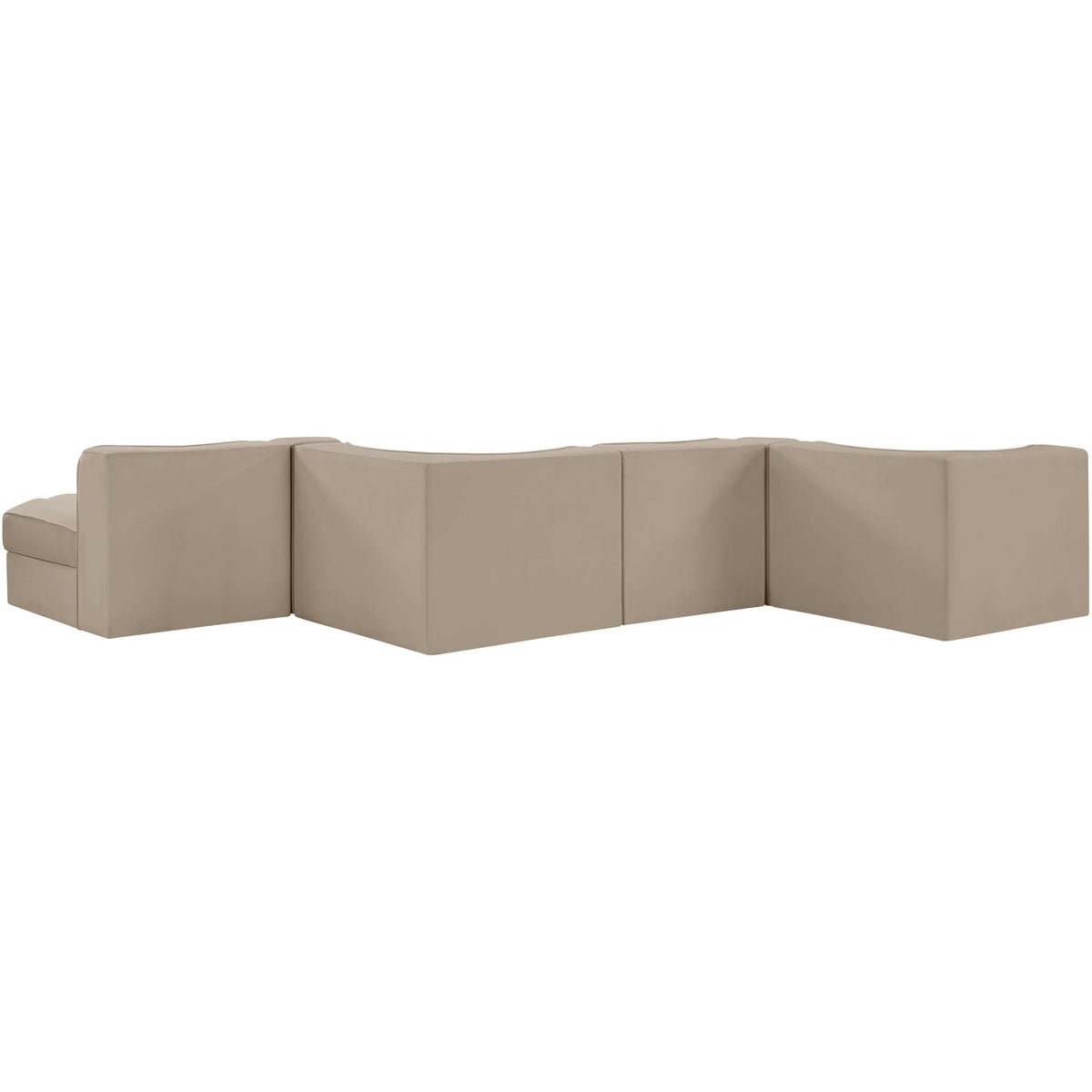 Rummi Beige Velvet Performance Fabric Upholstered 6 Piece Modular Sectional Sofa