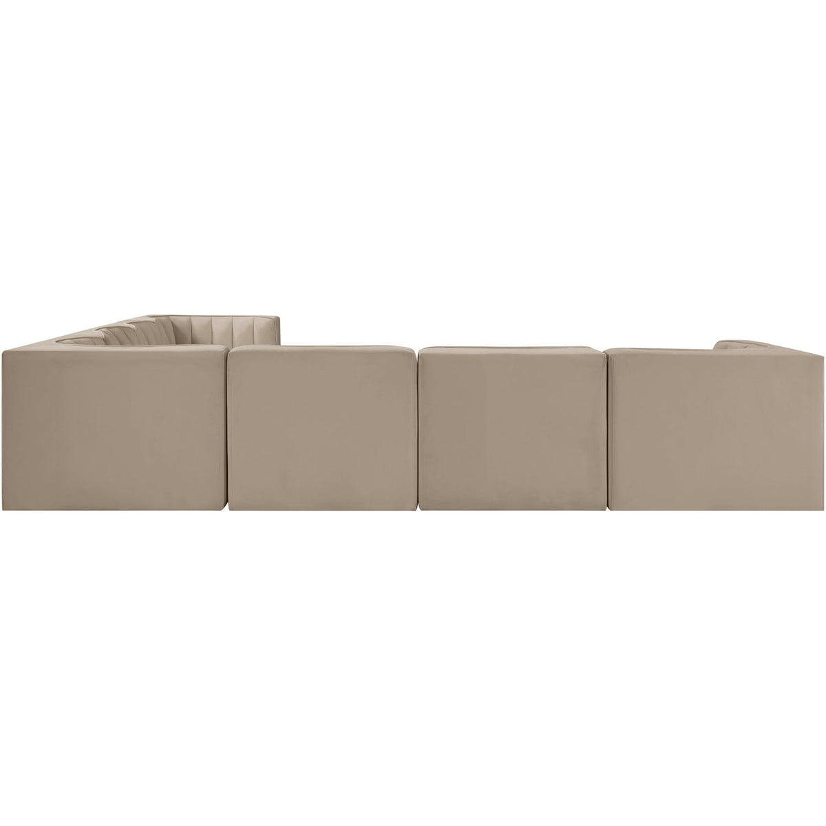 Rummi Beige Velvet Performance Fabric Upholstered 7 Piece Modular Sectional Sofa