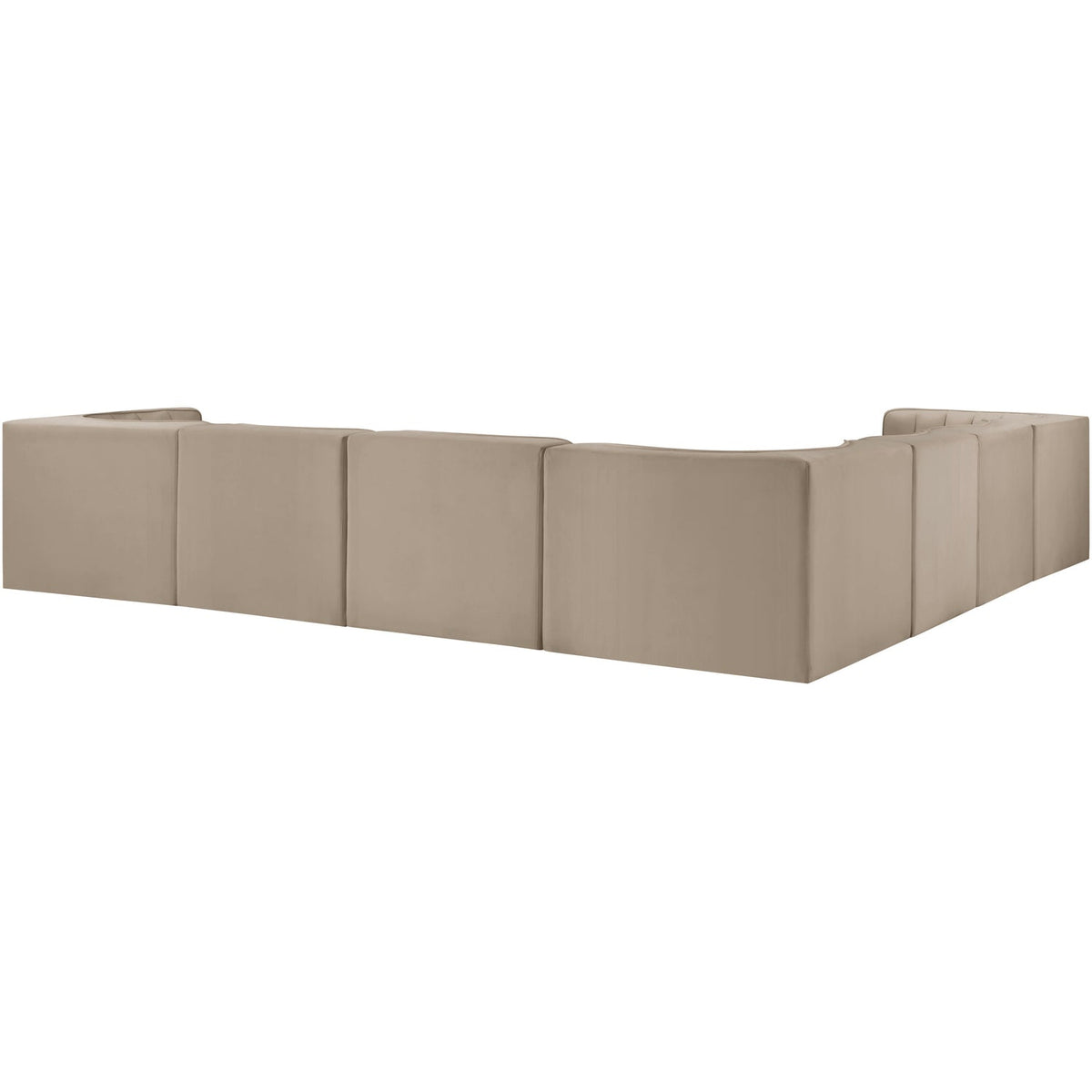 Rummi Beige Velvet Performance Fabric Upholstered 7 Piece Modular Sectional Sofa
