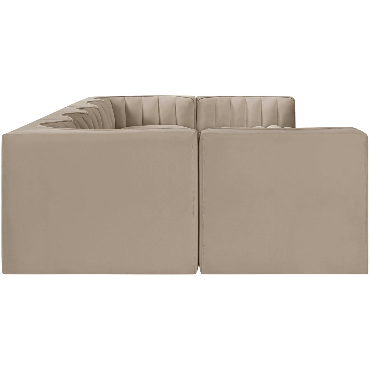 Rummi Beige Velvet Performance Fabric Upholstered 7 Piece Modular Sectional Sofa