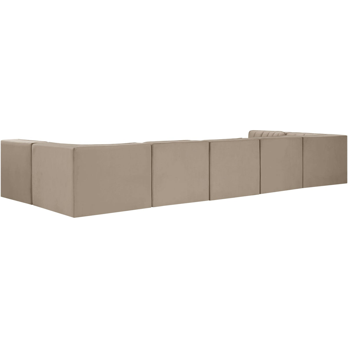 Rummi Beige Velvet Performance Fabric Upholstered 7 Piece Modular Sectional Sofa