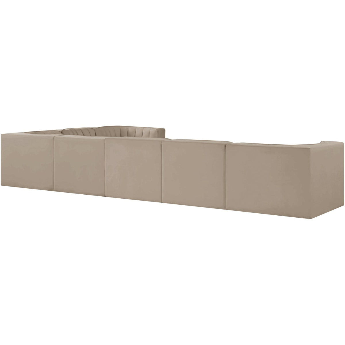 Rummi Beige Velvet Performance Fabric Upholstered 7 Piece Modular Sectional Sofa