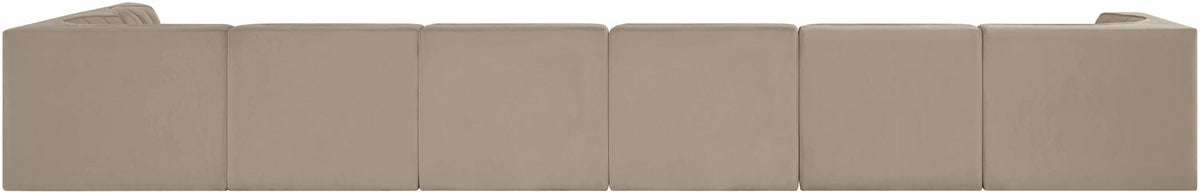 Rummi Beige Velvet Performance Fabric Upholstered 7 Piece Modular Sectional Sofa