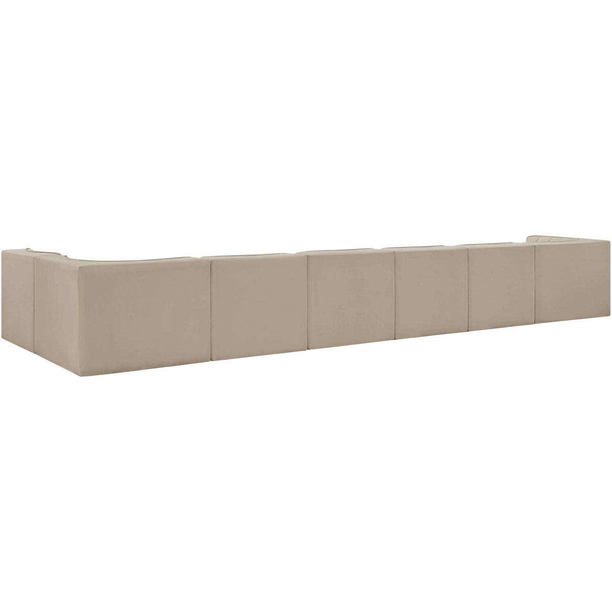 Rummi Beige Velvet Performance Fabric Upholstered 7 Piece Modular Sectional Sofa