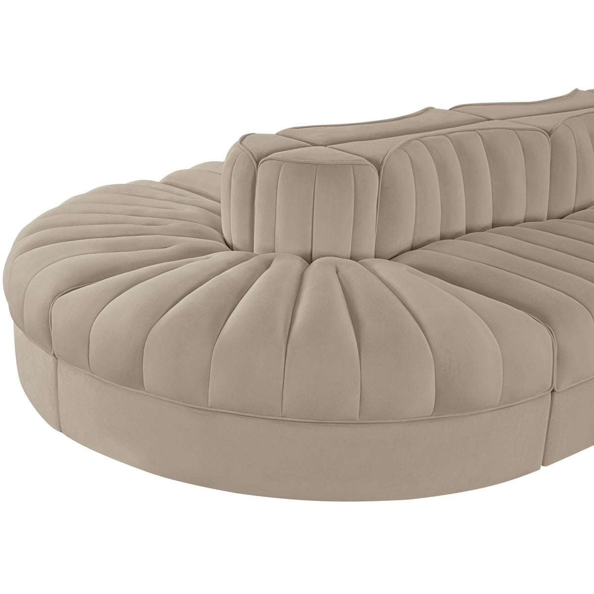 Rummi Beige Velvet Performance Fabric Upholstered 8 Piece Modular Sectional Sofa