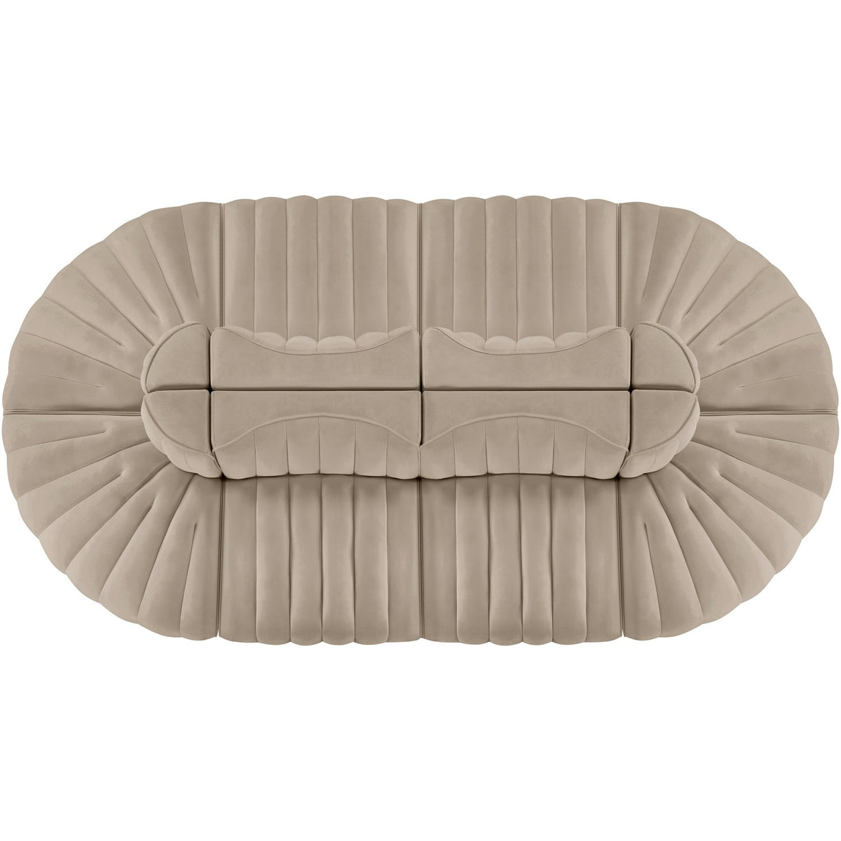 Rummi Beige Velvet Performance Fabric Upholstered 8 Piece Modular Sectional Sofa
